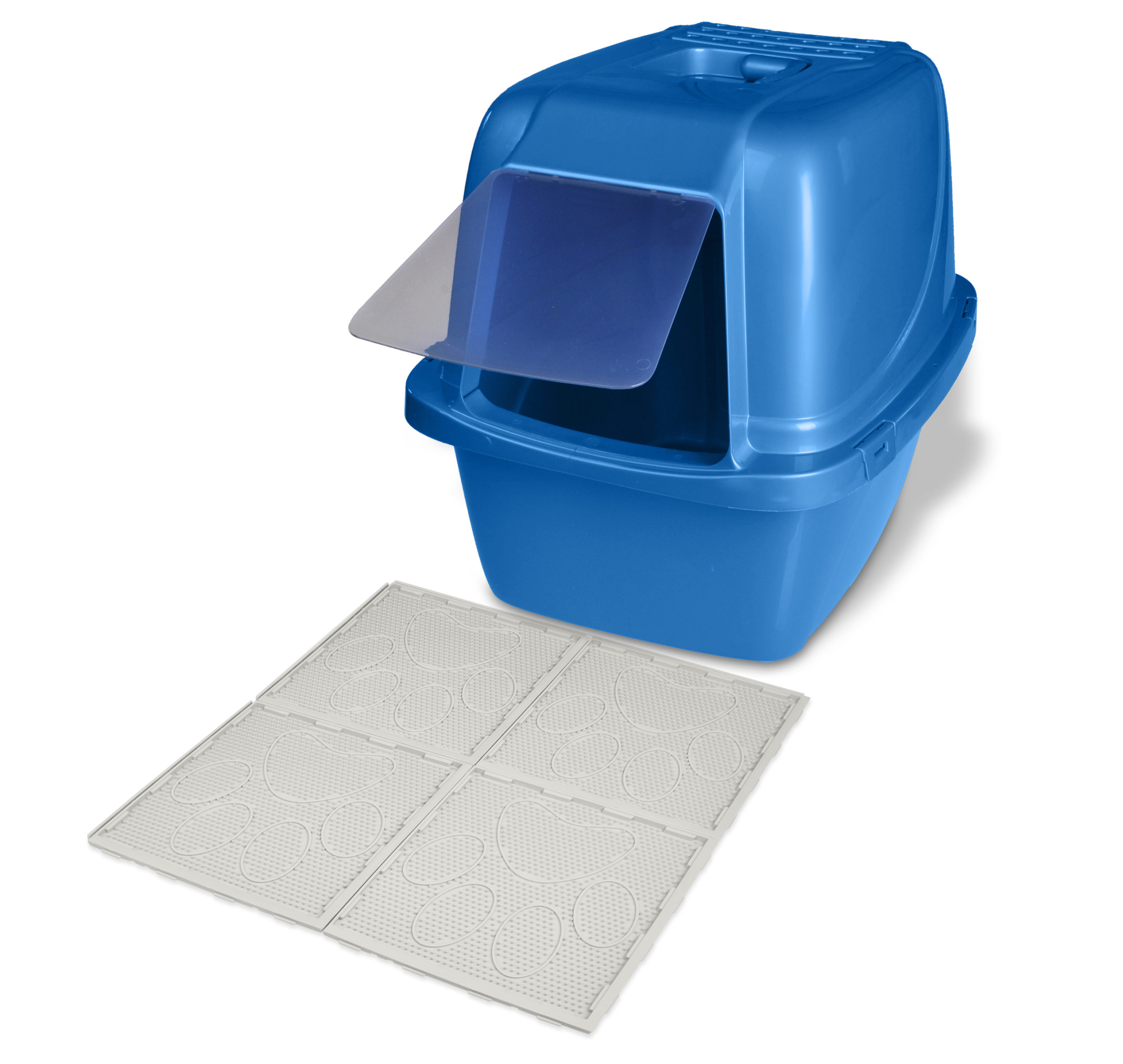 Downtown Pet Supply Cat Litter Mat, Non Slip Litter Box Mat Blue